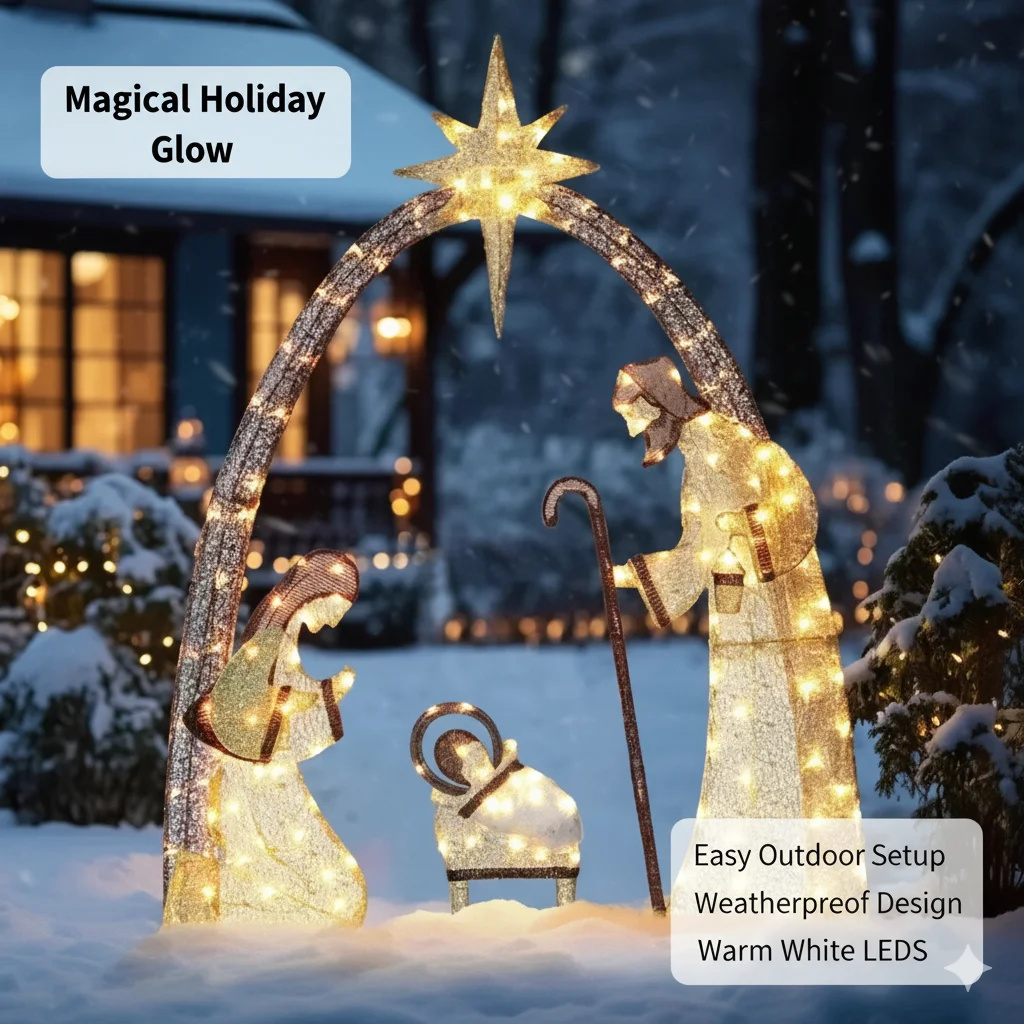 Outdoor Lighting Effects - 5.5FT Noel Doğuş Sahnesi Dış Mekan