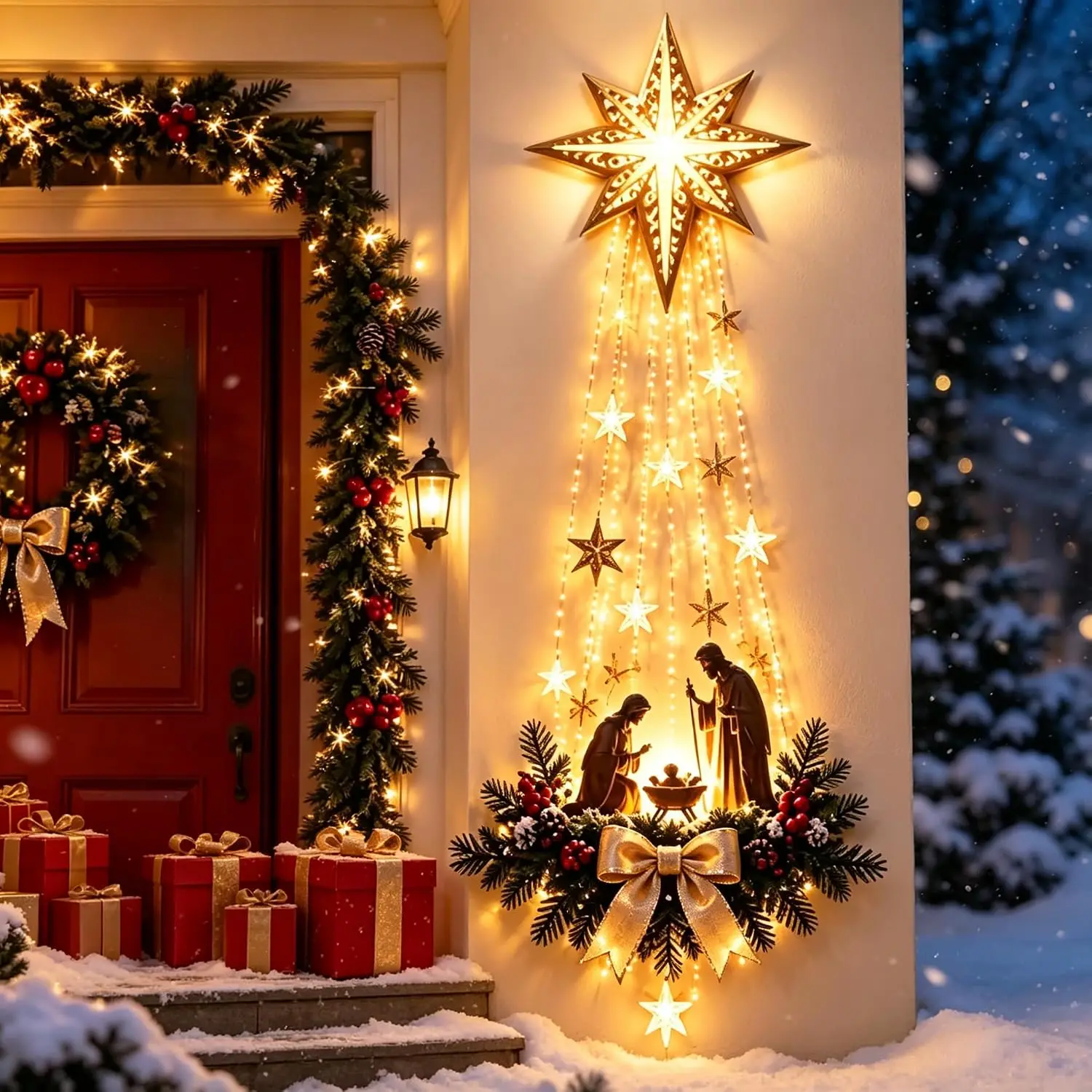 Outdoor Lighting Effects - 1-5 adet Işıklı Noel Kapı Süsü,